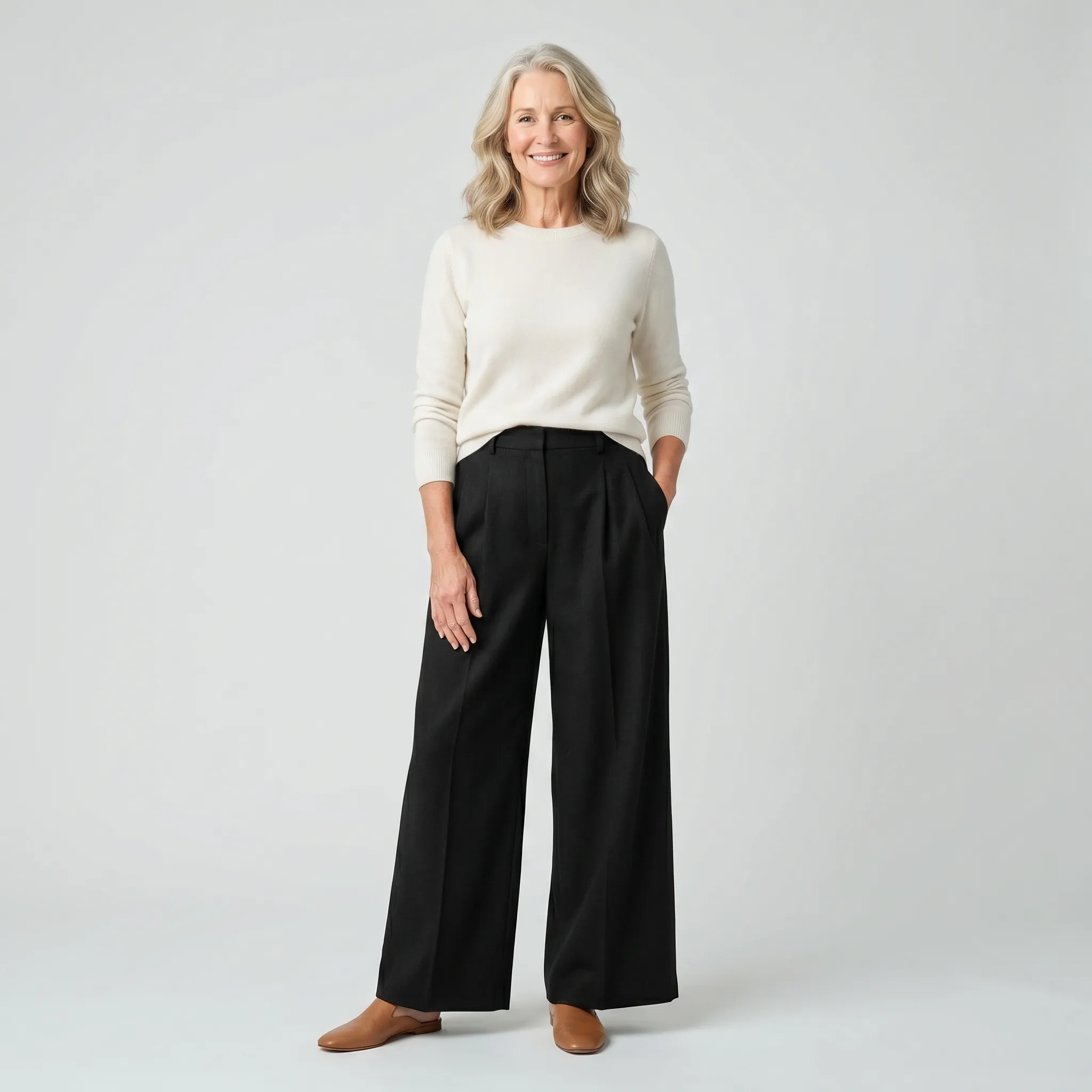 Calça Wide Leg Preta — foto gerada